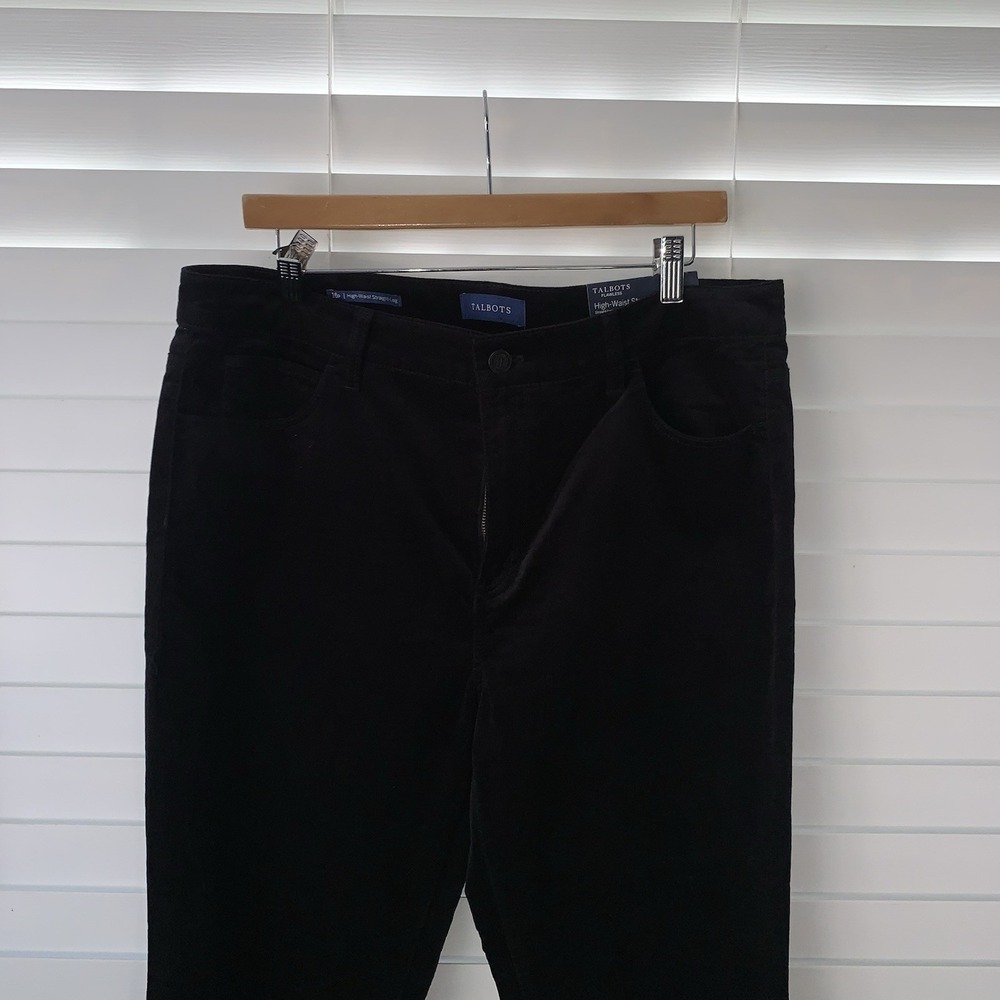 Talbots Women's High Waist Straight Leg Corduroy Jeans Size 16P Black - Picture 3 of 10